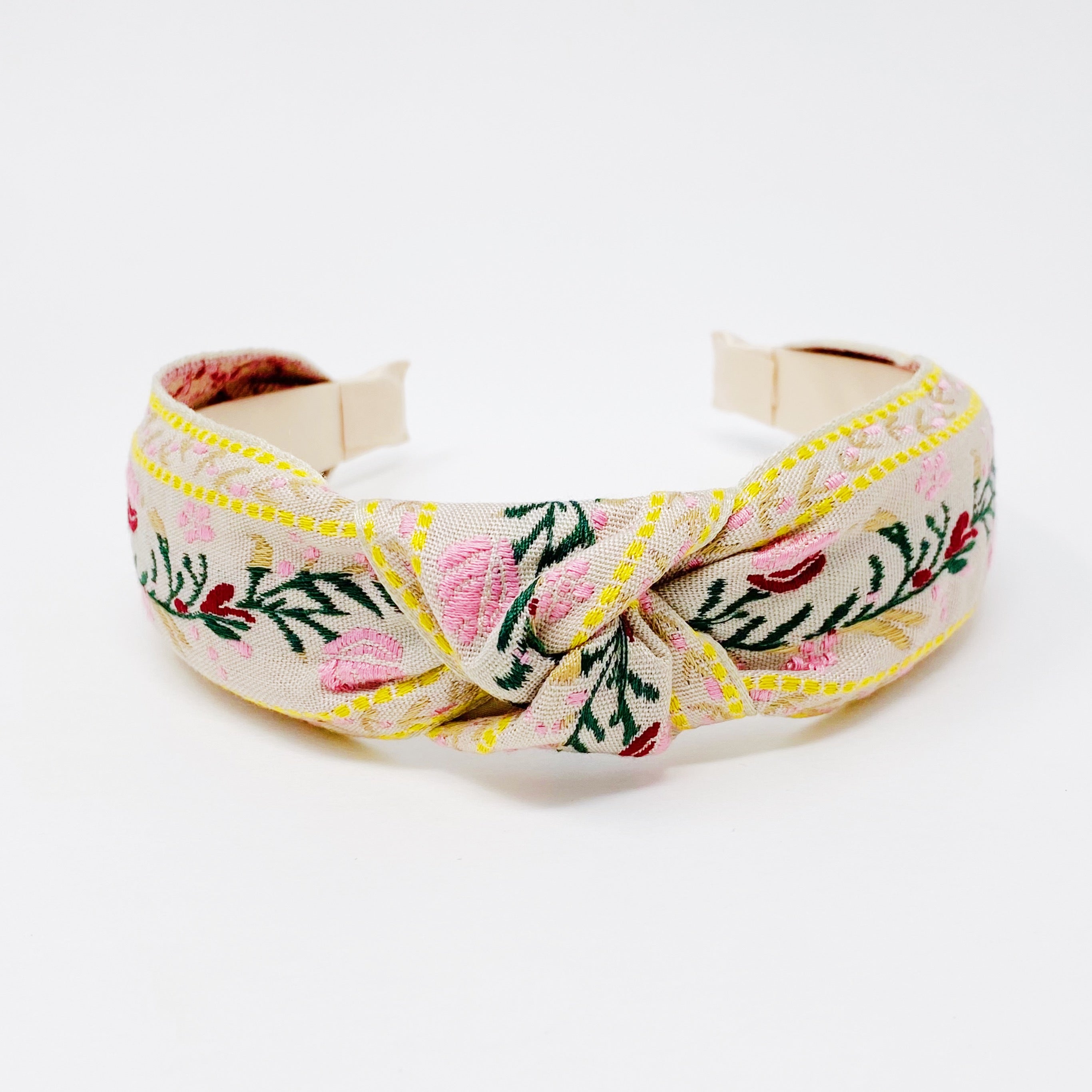 French Floral Embroidered Headband - Delicate Design