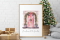 Personalized Christmas Front Door Print - Pink Door Winter Decor