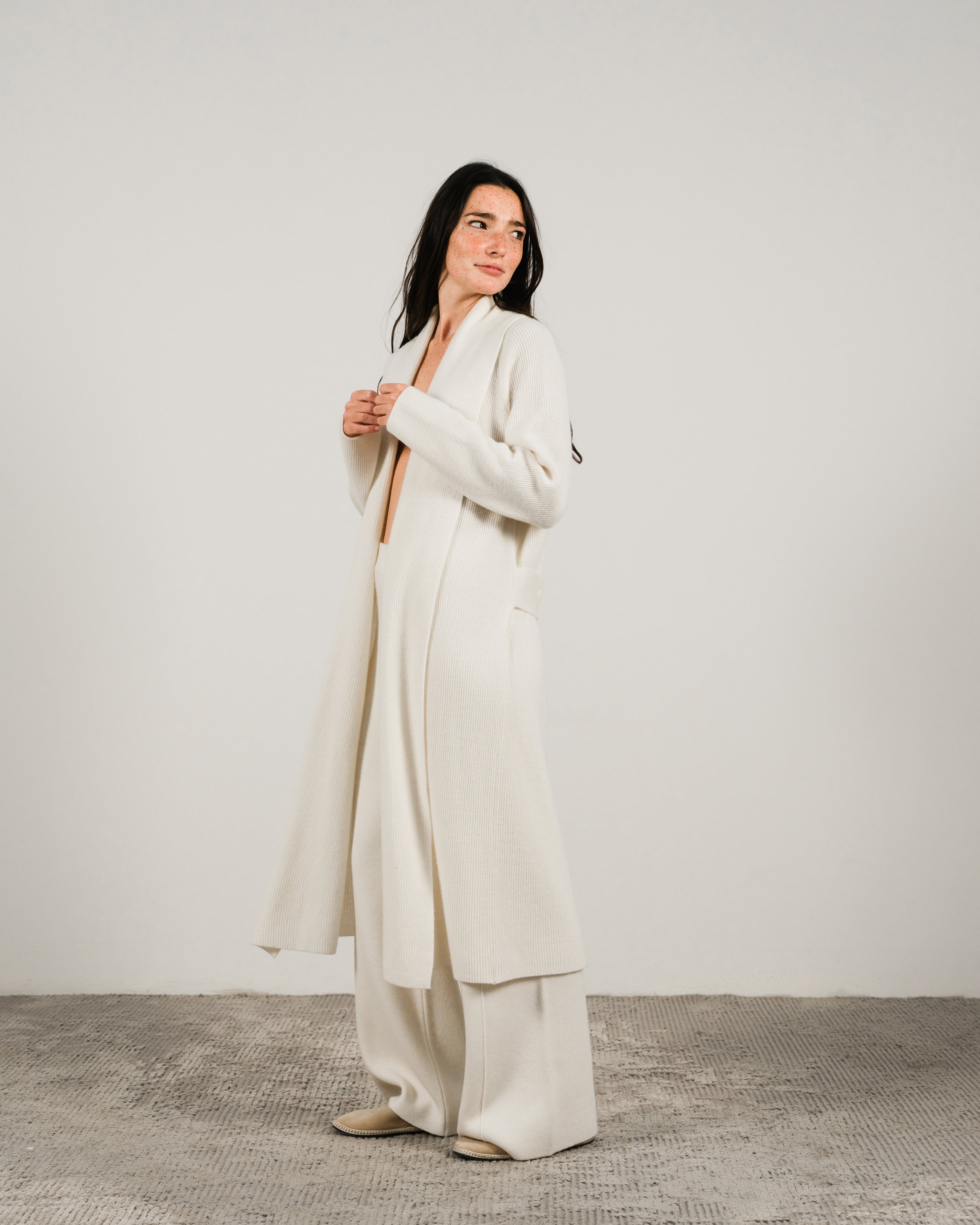Cashmere Mix Shawl-Collar Maxi Cardigan