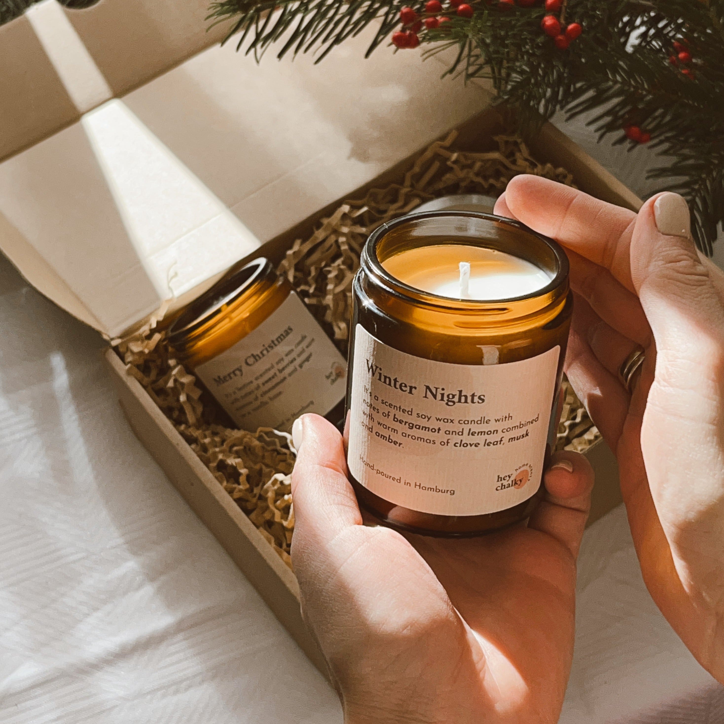 Winter Nights Scented Candle - Citrus & Woody Christmas Fragrance