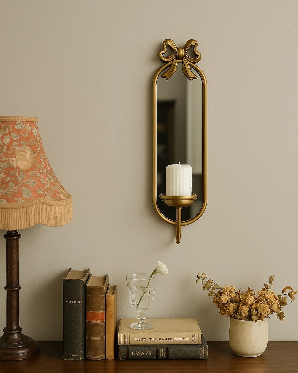 Vintage Wall Mirror with Candle Holder