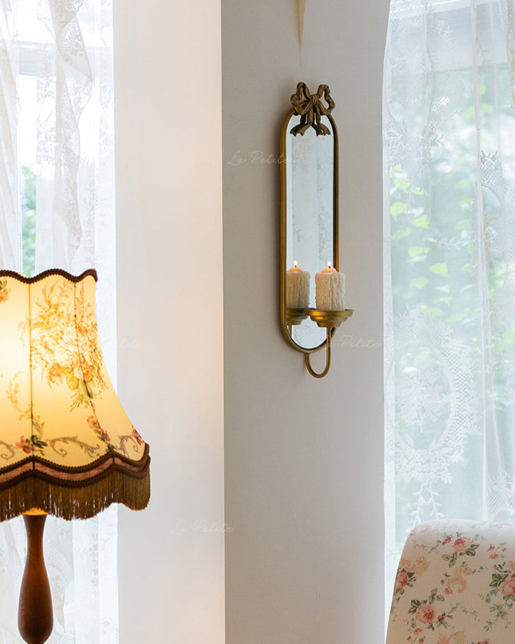 Vintage Wall Mirror with Candle Holder