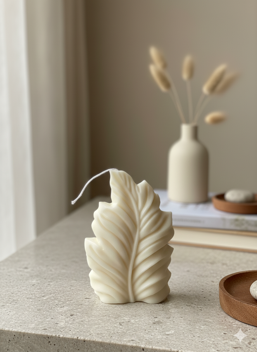 Minimalist Feather Candle — Handcrafted Soy Wax Elegance