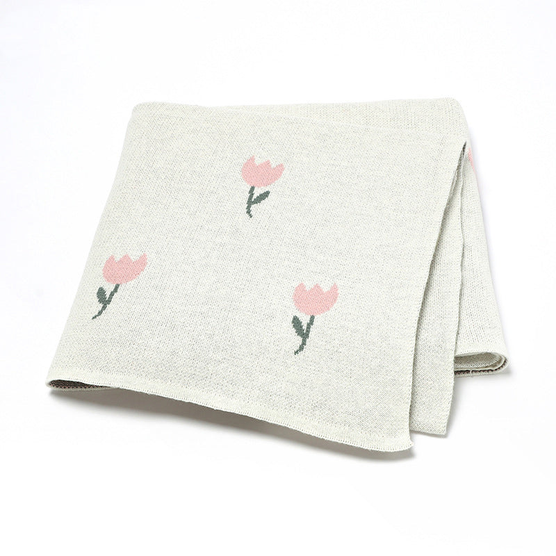 Best-Selling Knitted Baby Blanket With Fresh Floral Design: New Collection For Spring, Autumn, And Winter