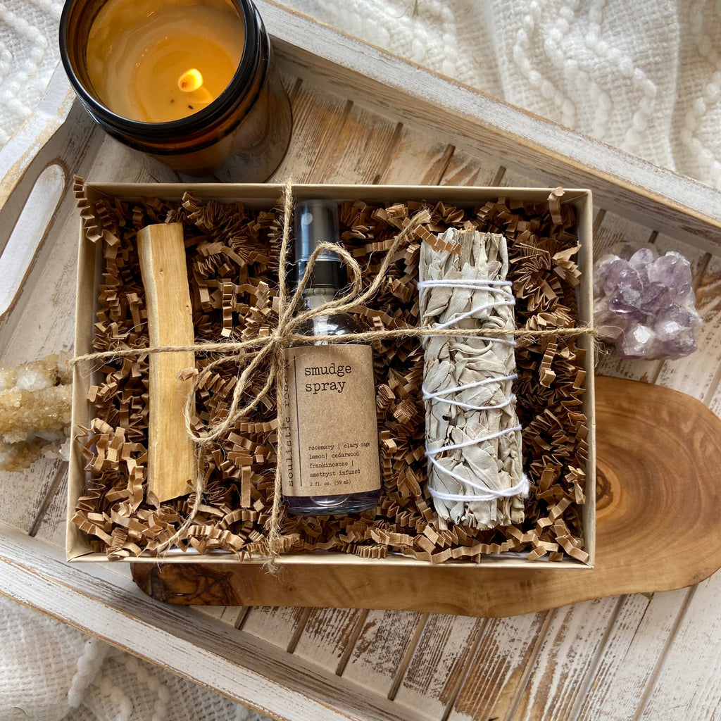 Amethyst Smudge Spray Gift Set - Sage & Palo Santo Cleansing Kit
